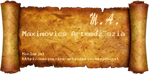 Maximovics Artemíszia névjegykártya